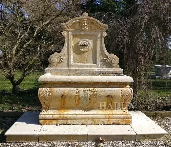 Outdoor Garden Hand Carved Simple Stone waterfall fountain Marble Antique French Wall Water Fountains For Sale