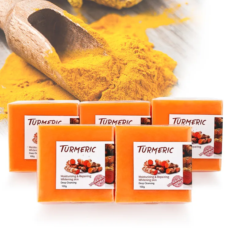 Private Label Handmade Tumeric Soap Body Cleaning Face Care Skin Whitening Natural Organic Bath Toilet Turmeric Soap