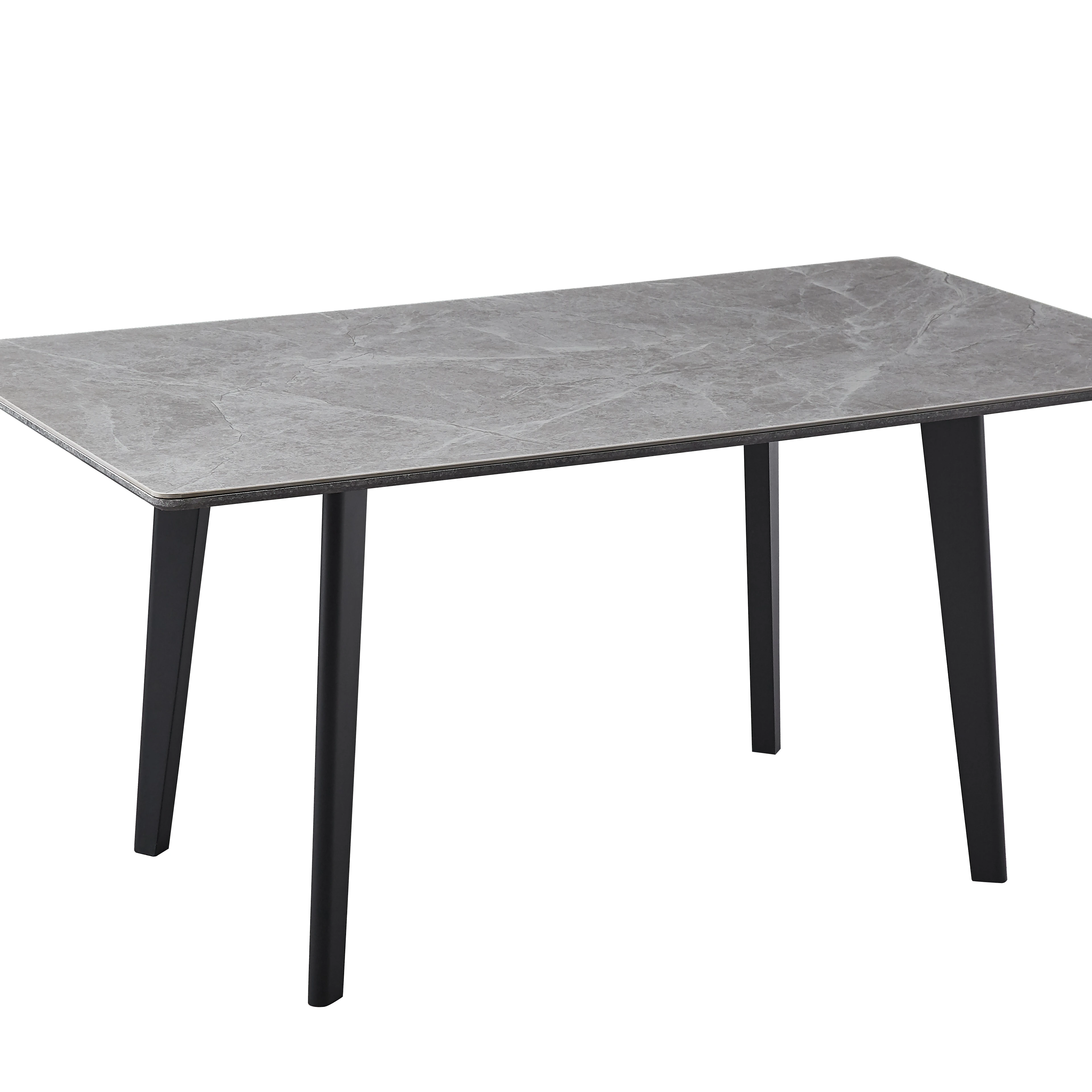 Nordic modern minimalist luxury black marble sintered stone household dining tables with metal legs