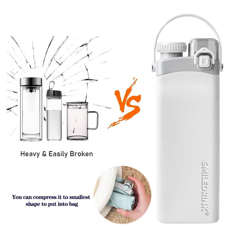 New portable 600ML foldable silicone unique water bottle folding cup