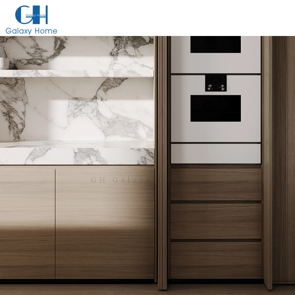 Wood Cabinet Set Dark Brown Full Complete Modern Style Furniture Kitchen Cupboard Units Kitchen Cabinet