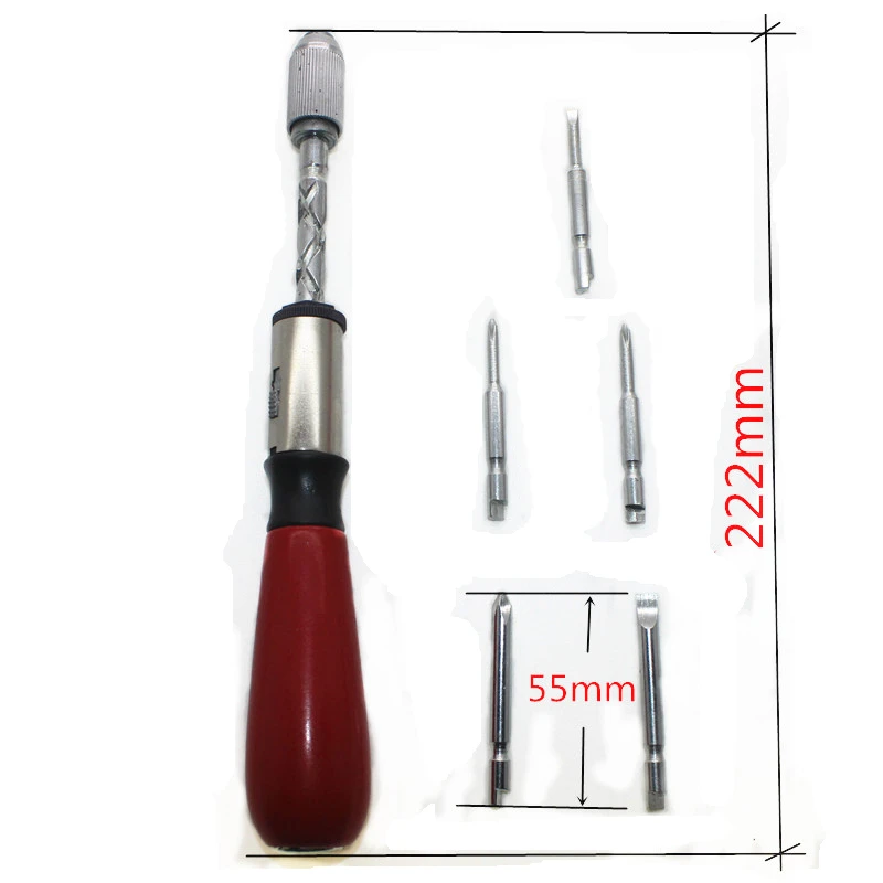 01           Spiral Screw Driver Hand Pressing Ratchet Screwdriver with Slotted and Screwdriver Bits