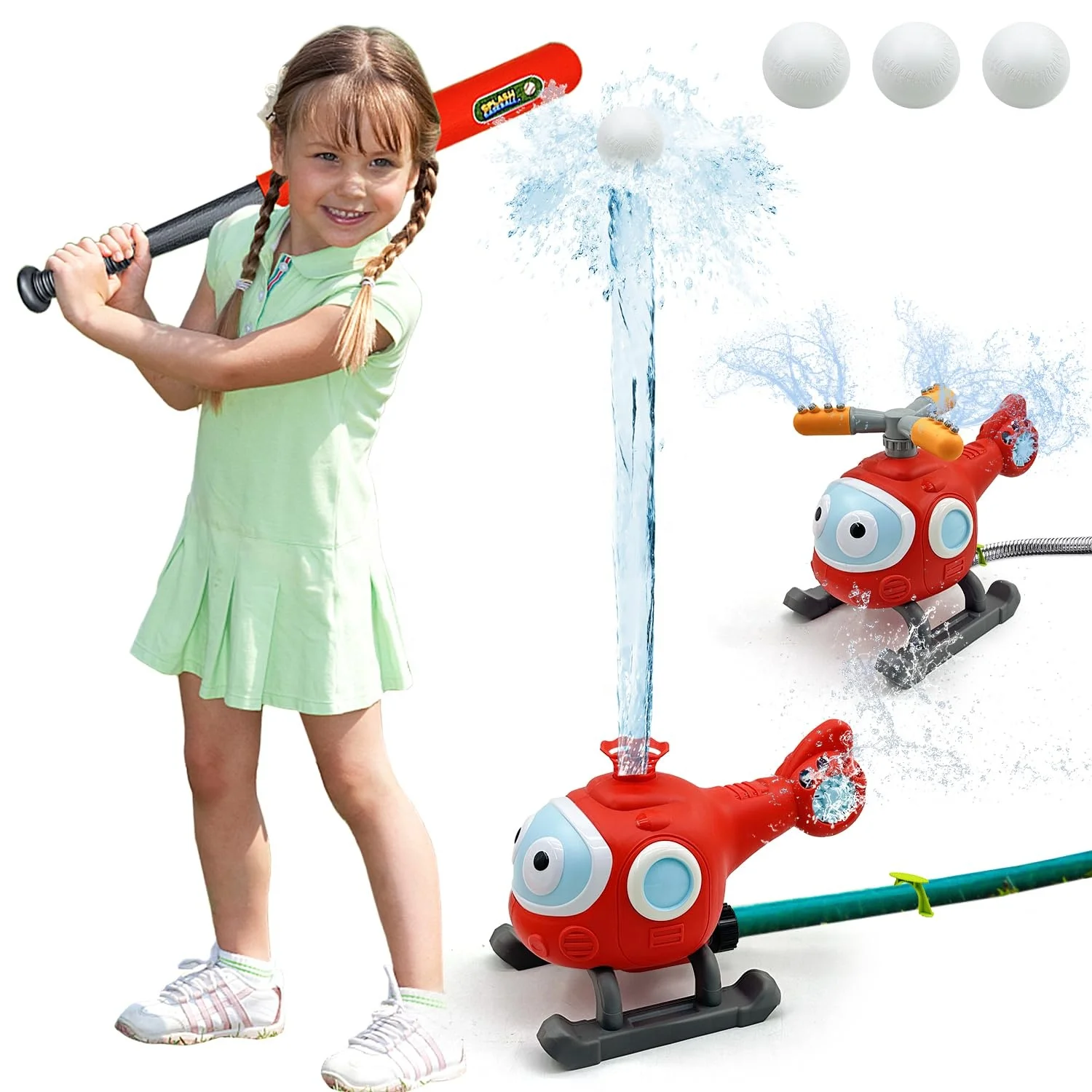 Trending Now 2 in 1 Outdoor Water Spray Sprinklers Baseball Set Backyard Spinning Airplane Water Sprinkler For Kids