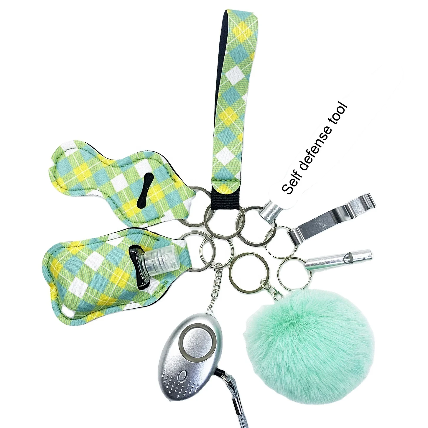 Мульти цвет соответствия pom звуковой сигнал самообороны брелок комплект неопрена дезинфицирующее средство Гигиеническая Помада держатель для ключей комплекты 9 шт/набор