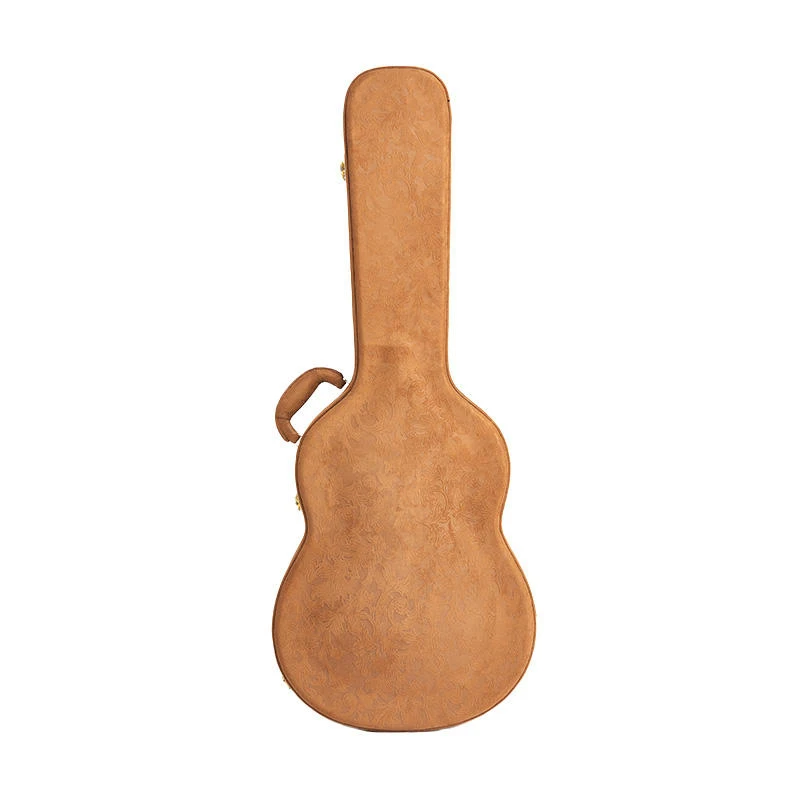 Hot Selling Leather Wooden Waterproof Shockproof Guitar Case Leather Handle Straight Professional Hard Case