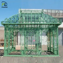 Finelai hot selling Large Outdoor Iron House garden conservatory iron pavilon wrought iron gazebo