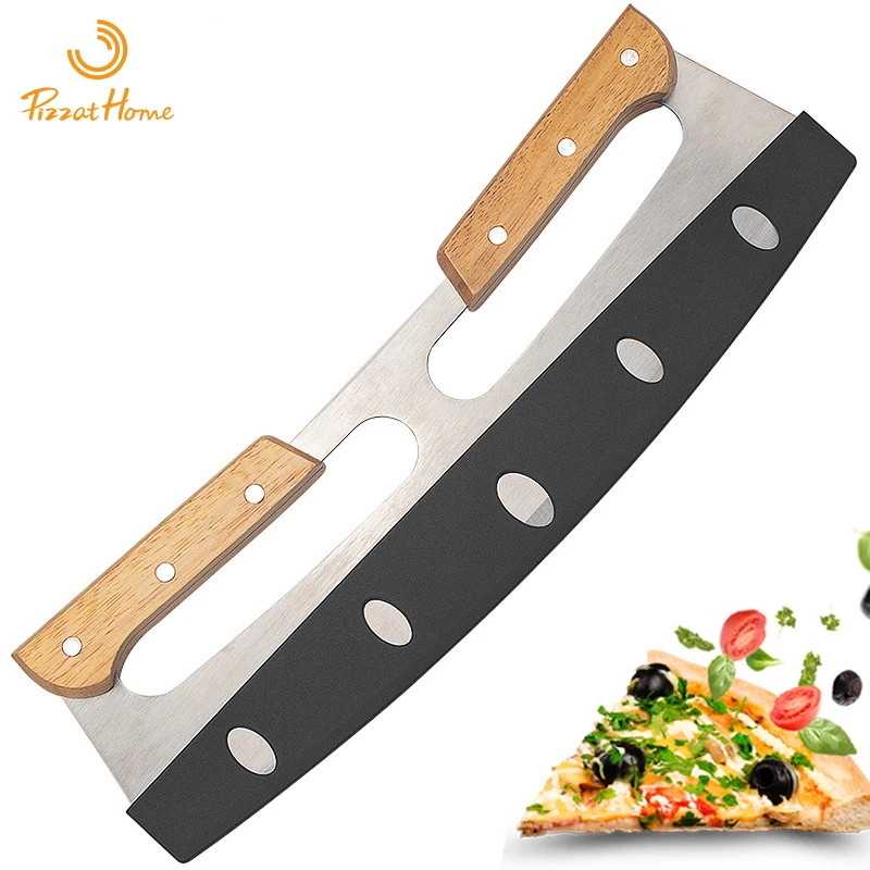 Pizza Scimitar Stainless Steel Pizza Cutter Semicircular Noodle Knife Baking Tool Pizza Shaker