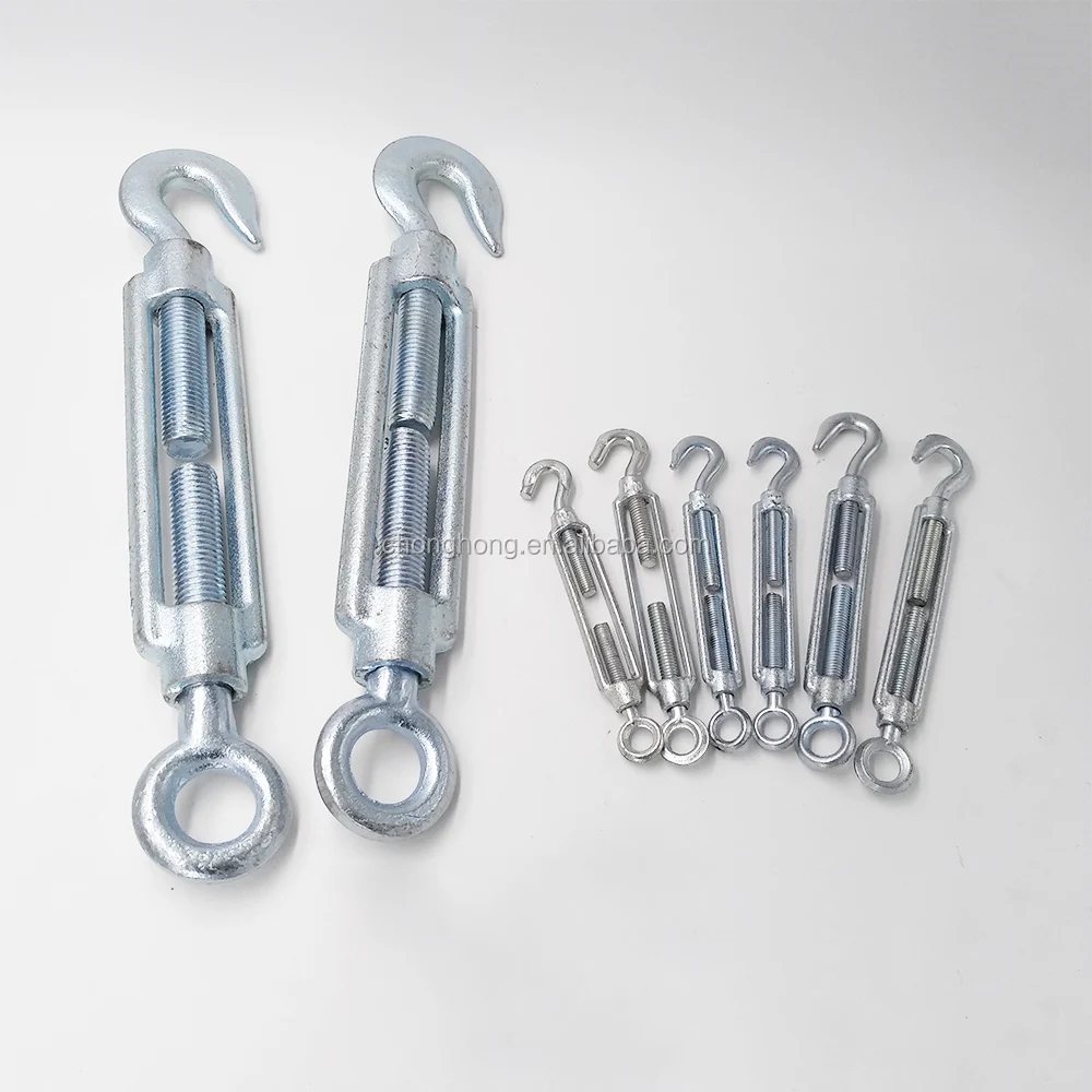 Carbon Steel Galvanized DIN1480 Wire Rope Turnbuckle with Hook and Eye Malleable Cable Rigging Hardware