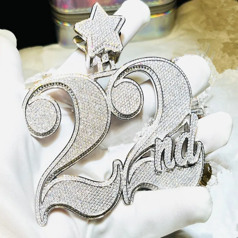 custom pendant manufacturer Moissanite  Lab Diamonds Iced Out Pendant Hip Hop Number Pendant As a Gift