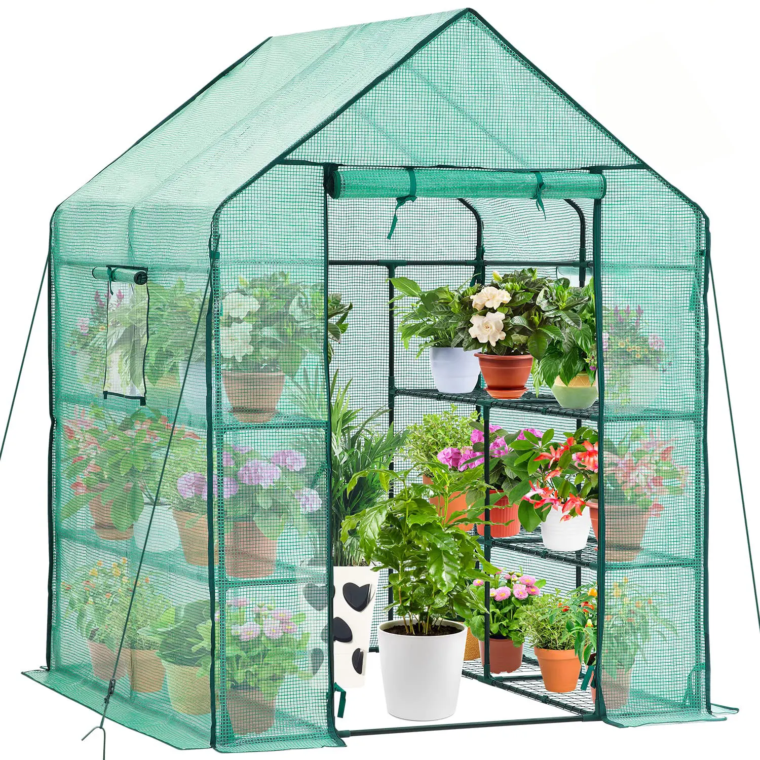 Heavy Duty UV Protected Plastic Tomato Greenhouse Benches Frame With Net Cover For Garden