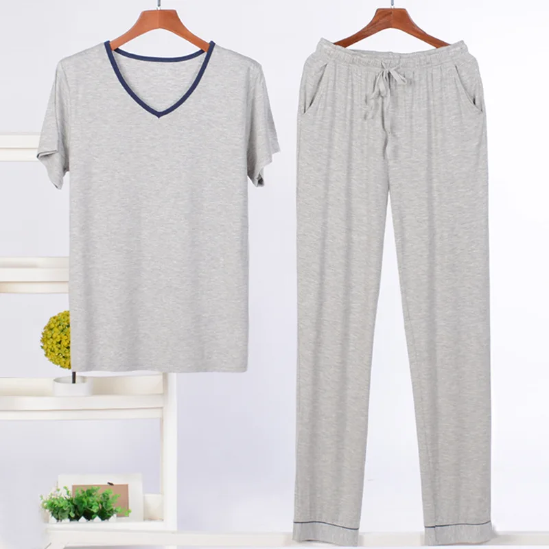Hot selling short sleeve modal  homewear mens Knitting  pajamas set sportswear