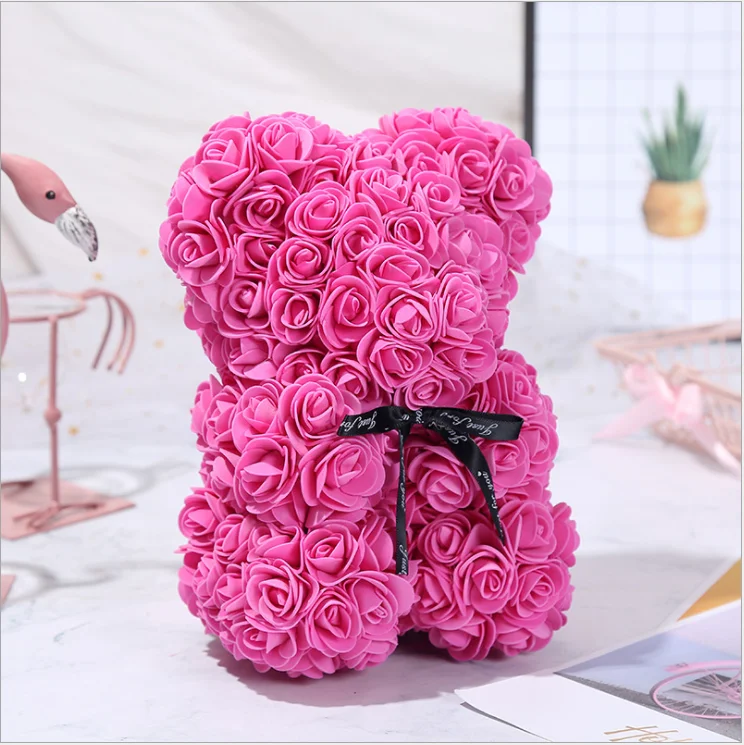 
Wholesale hot sell 25 cm foam eternal flower rose Teddy Bear Christmas Day 