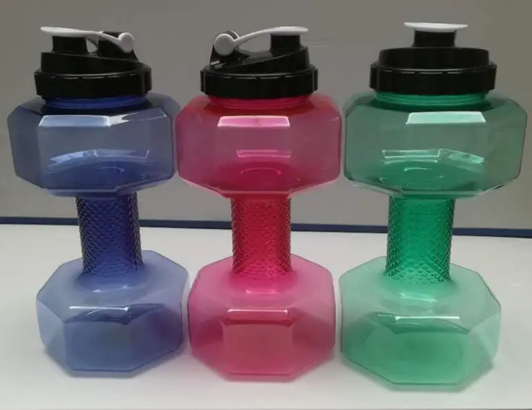 BPA free food grade plastic 2.2L Multi-function dumbbell plastic water cup