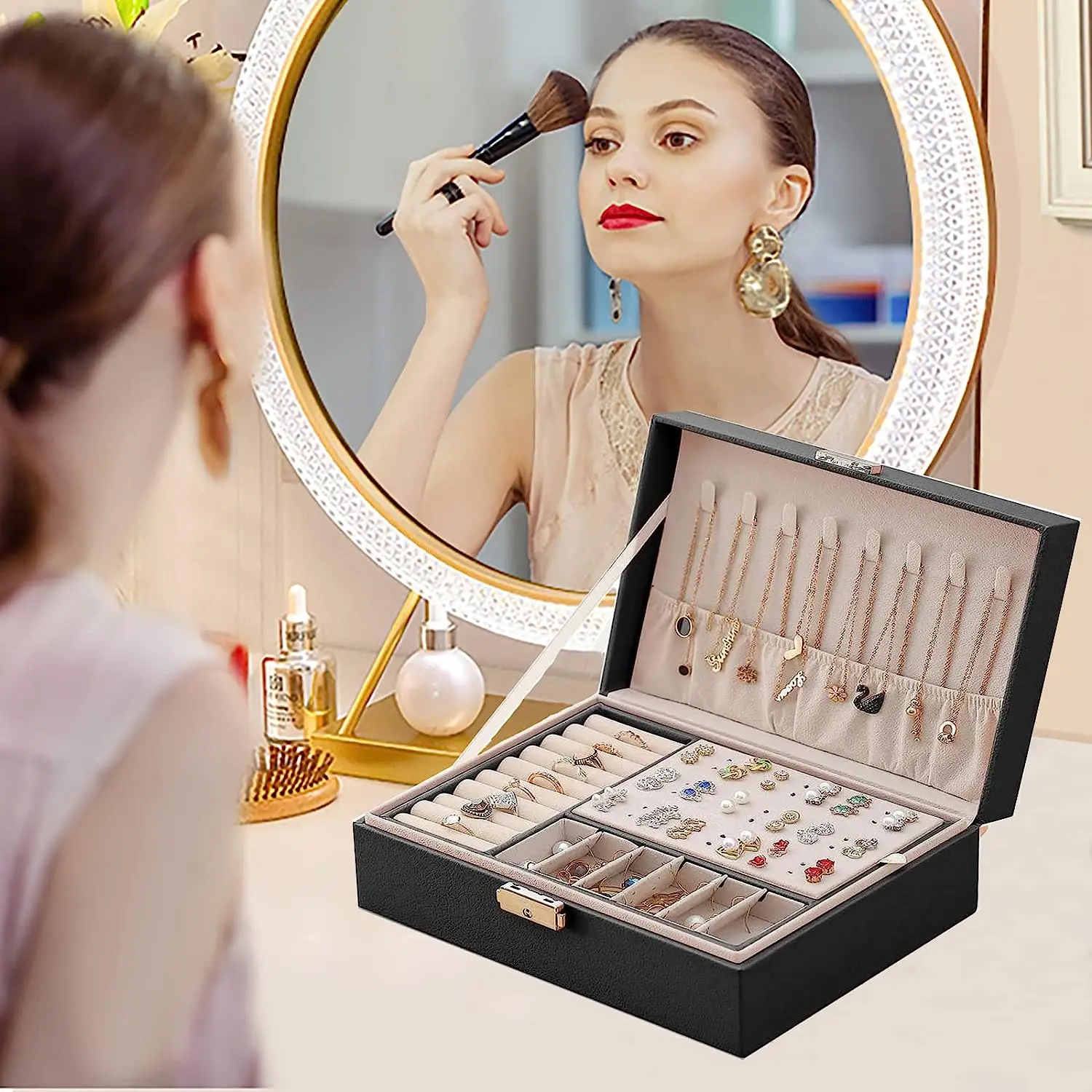 Custom Magnetic Small Travel Jewelry Packaging Gift Glass Leather Paper Ring Box Luxury And Bag With Logo Storage Boxes Purple