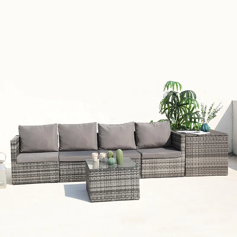 Hot Selling Outdoor Furniture Rattan Garden  Sofa Patio Recliner PE Wicker Metal Sofa Set