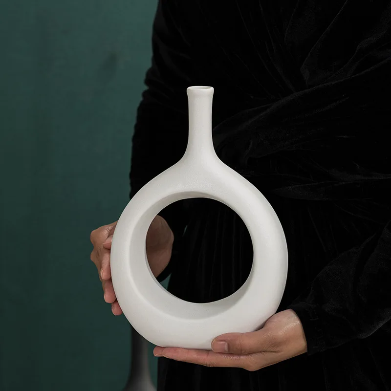 Nordic creative carving bust portrait ceramic vase home decoration ornaments living room model room art flower arrangement