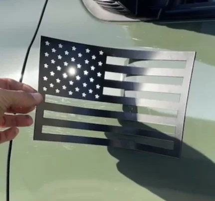 American Flag Car Magnet Decal Cut Out in Black Color