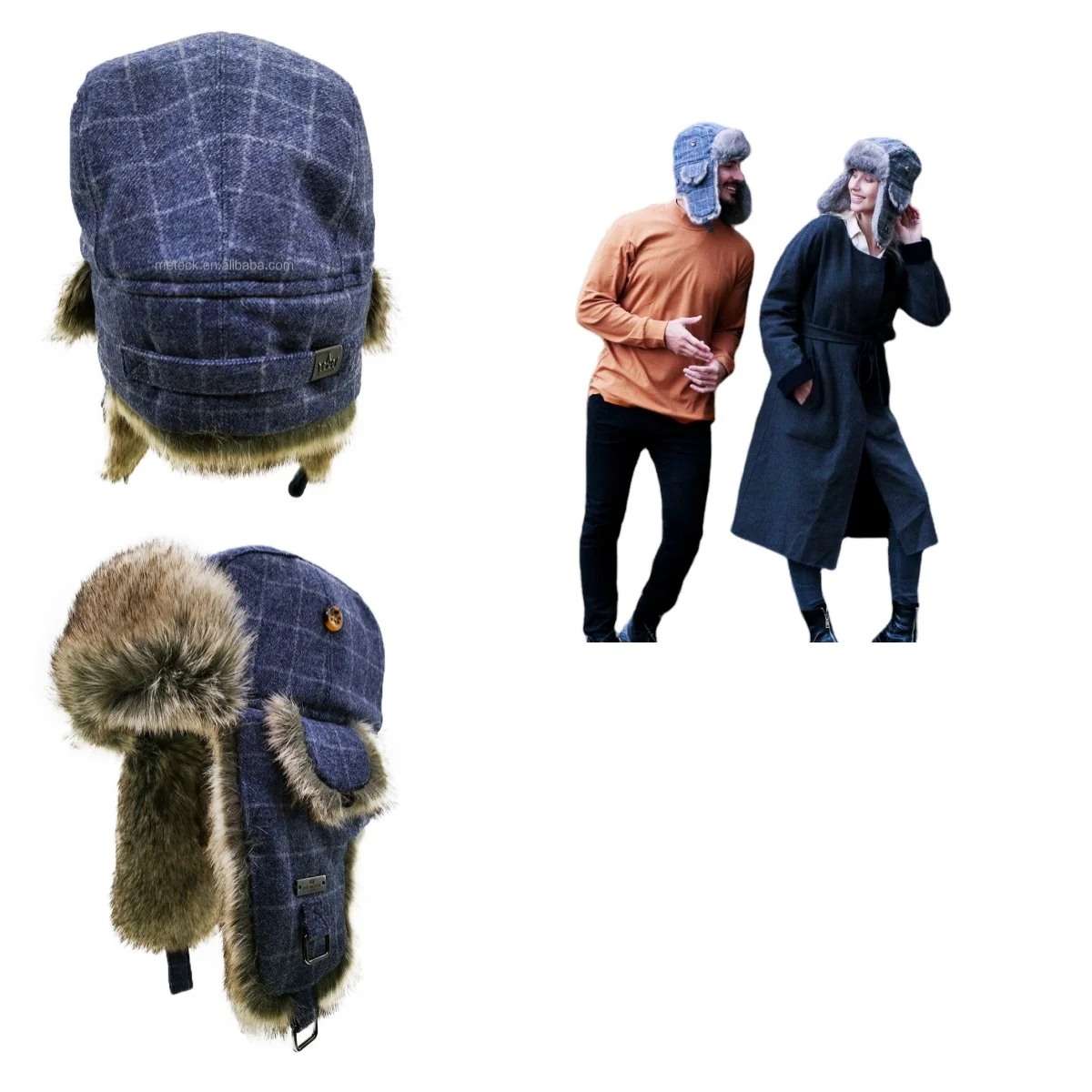 A101 FUR WINTER Custom Aviator hats Earflap Trapper Winter Hat Plush Russian Ushanka fur hat china