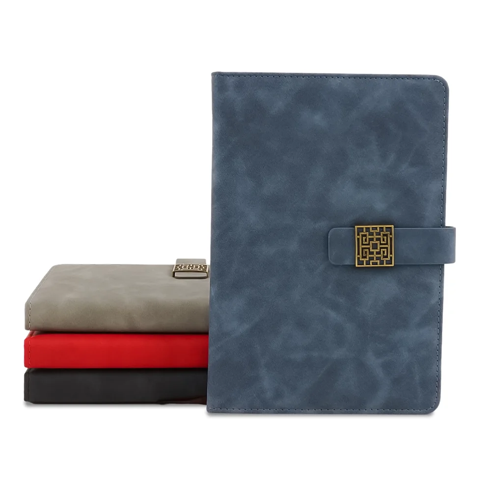 Leather Pu Custom Workout Dairy A5 Financial Wide Ruled Subject Notebook with Colorful Bookmark