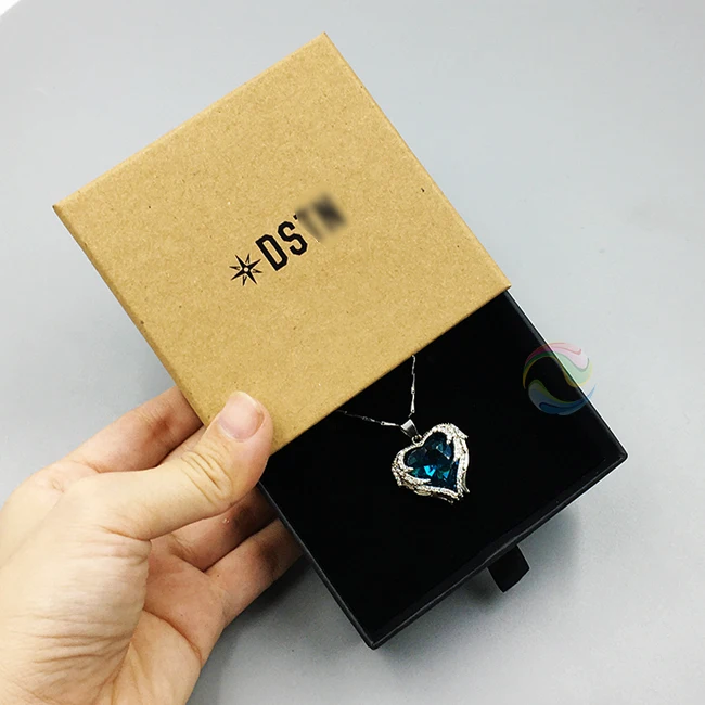 Kraft Brown Paper Custom Logo Thin Large Necklace Jewellery Box