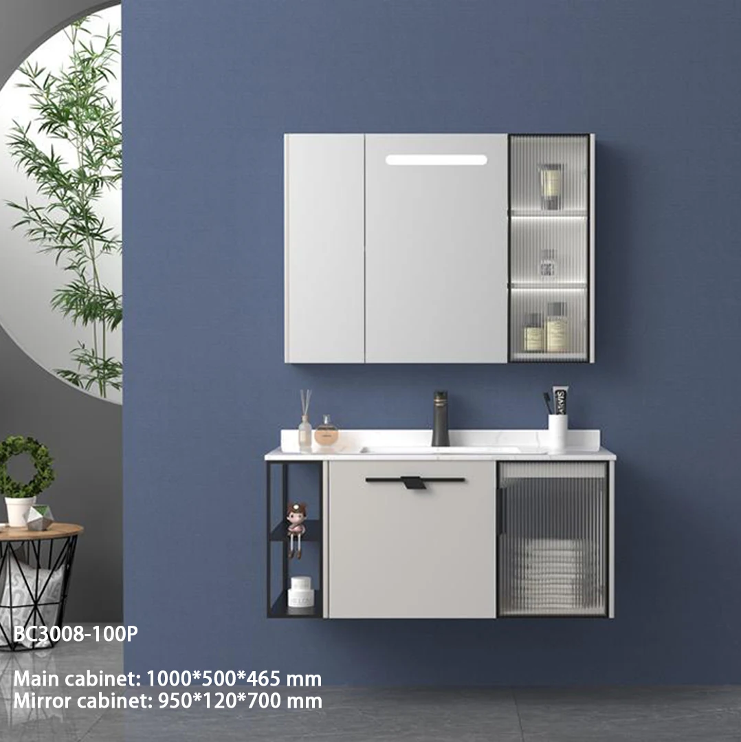 120CM Led Mirror Single Sink Wall Hung Makeup Bathroom Vanity Top Marble