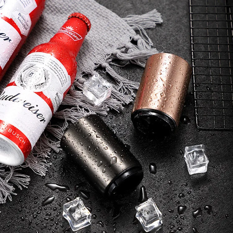 Stainless steel automatic magnet press type beer bottle opener custom LOGO creative beverage wine bottle opener