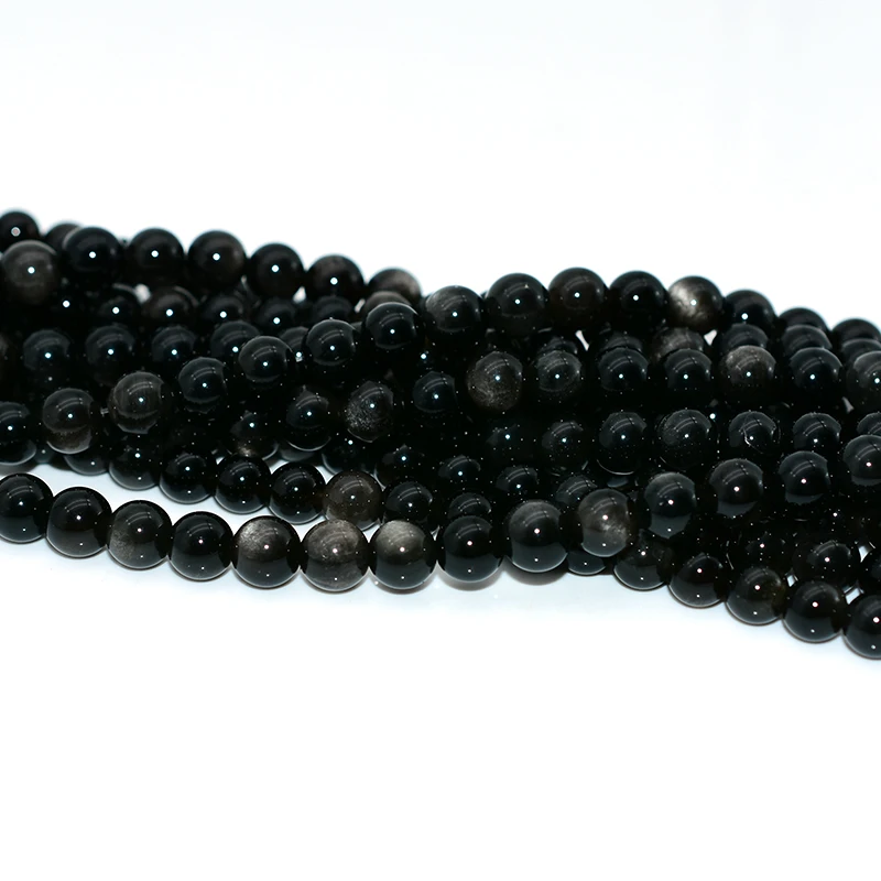 Factory Wholesale Price 4/6/8/10/12/14/16mm 100% Natural Silver Obsidian Loose Beads