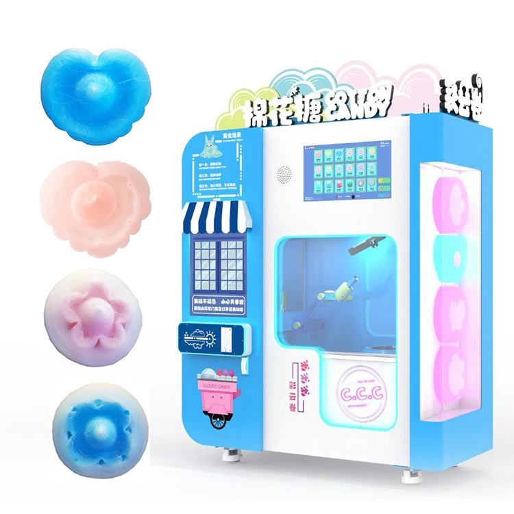 Умный торговый автомат для продажи конфет и цветов, робот для бизнеса, автоматический аппарат для продажи хлопковых конфет с суперсенсорной рекламой