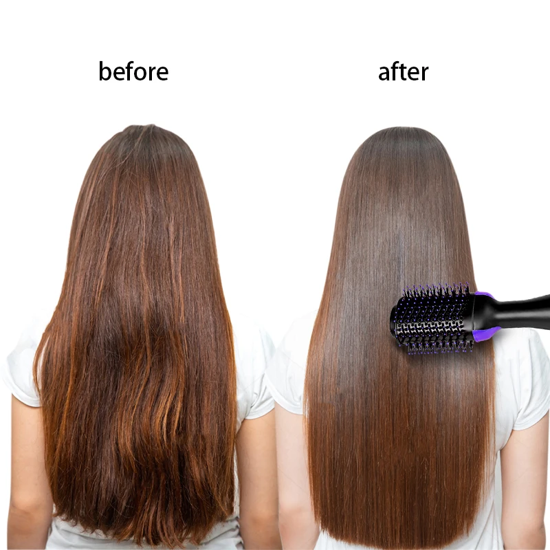 Professional hot air brush hair styler blow dryer comb heated flat iron rotating curler salon high speed hair dryer brush