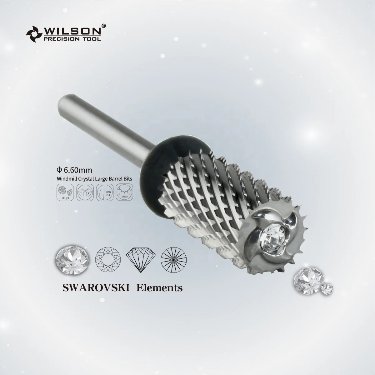 6.6mm Windmill Crystal Large Barrel Bits Uncoated Durable Customized drill bit nail Popular Stylescarbide Dental Bur