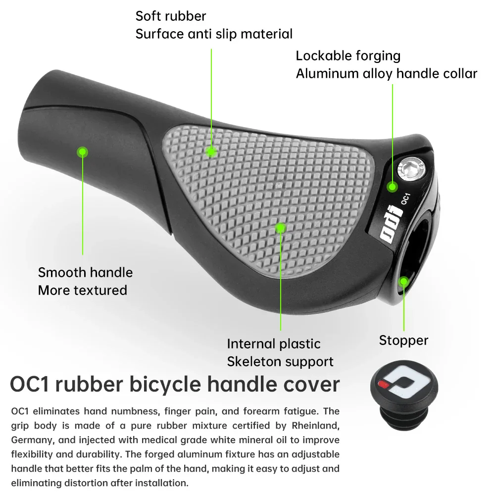 ODI OC1 Bicycle Grips 22.2mm Large Pad Bike Handlebar Cover MTB Anti-Slip Grips Ergonomic Cycling Rubber Ball Handle Accessories