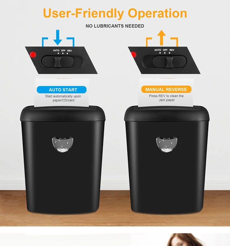 Office Paper Shredder Machine CD210P-8 Home Electric Household 8 Sheets A4 with Large Bin 25L