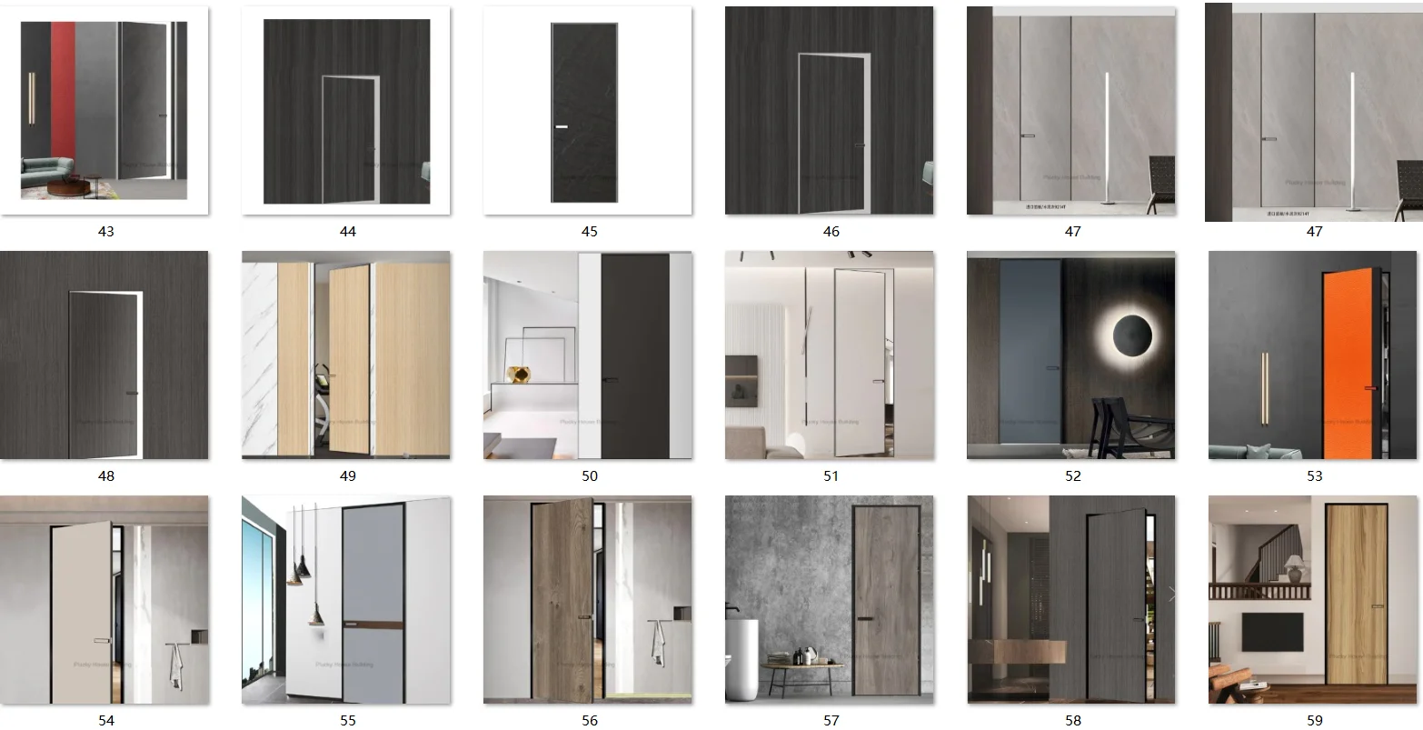 Modern flush design frameless interior wooden door hidden door 