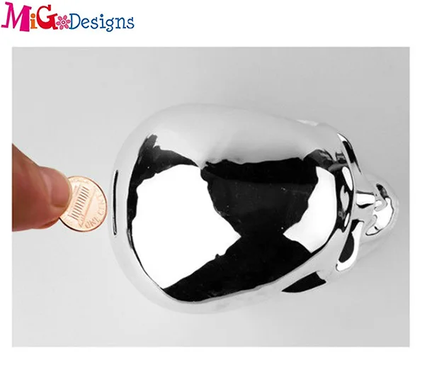 
OEM Top Fashion special Electroplate Ceramic human skeleton piggy Bank Money box for adults decor 