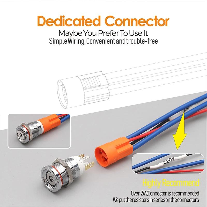 WINDOO 12E 12mm 7A high current 4 pin switch waterproof latching or momentary micro metal push button switch with LED 24V220V