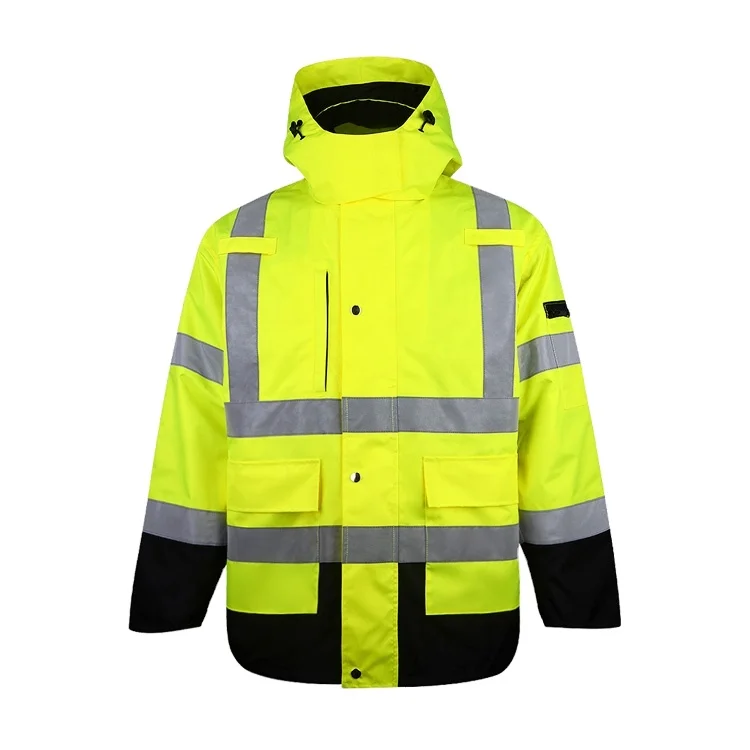 SMASYS Workwear High Visibility Reflective Mens Safety Jacket High Quality Multifunction Warm Safety Jacket