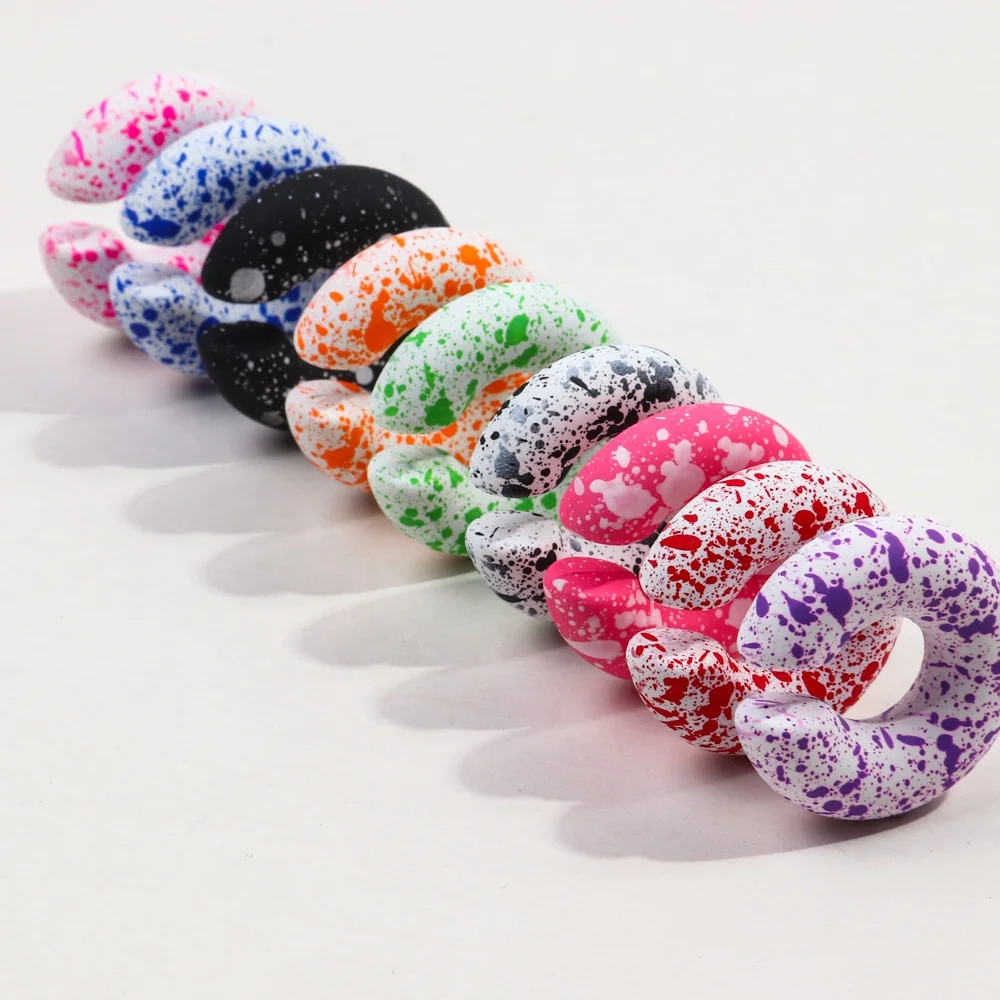 New Personality Earrings Colorful Spot Splash Ink Designer Art Cuff Earring WOMEN Fashion Jewelry Acrylic Ear Clip Hip Hop Party