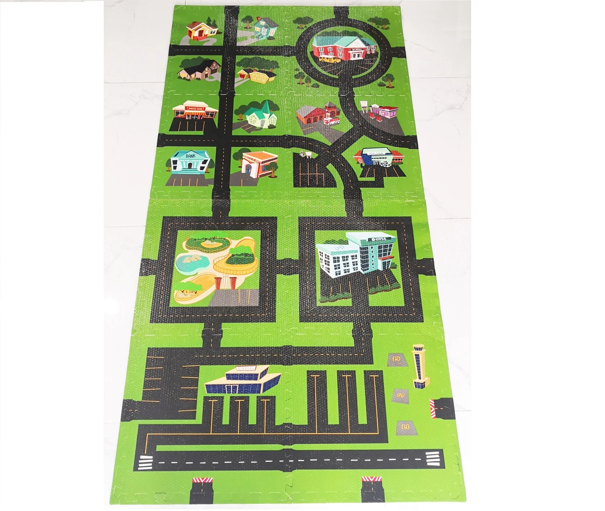 2022 New Foam Educational Interlocking Floor Eva Children Kid City Road Traffic Toys Car Truck Puzzle Play Tile Mat