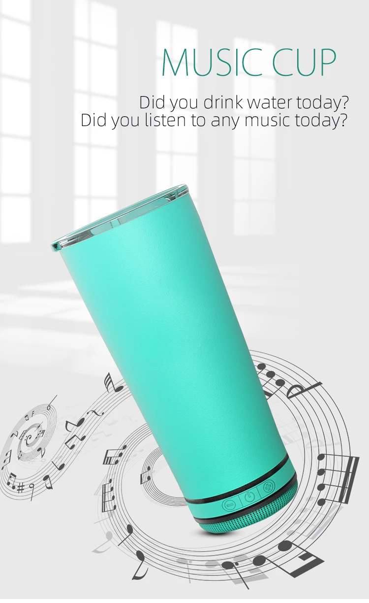 The Most Popular Smart Mark Blue tooth Red Tumbler Waterproof Cup Stainless Steel Kettle Speaker Supports Usb Charging