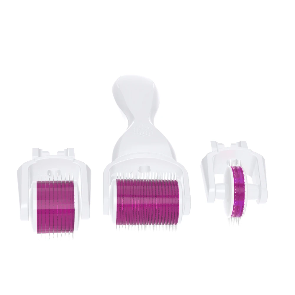 Titanium 3 in 1 derma roller kits with replaceable microneedling face roller head for skin rejuvenation derma rolling system