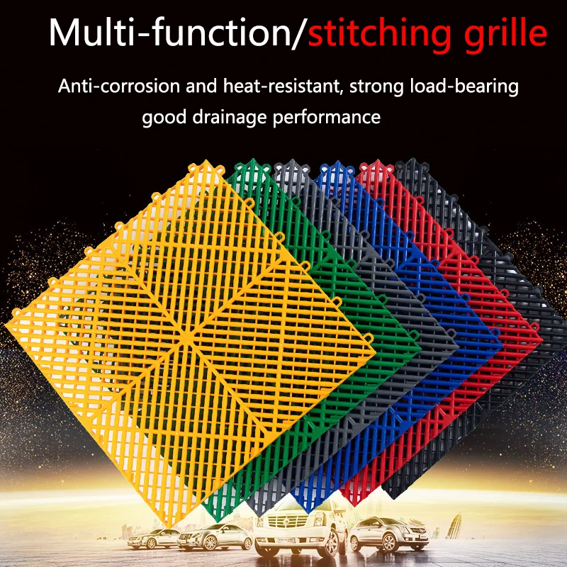 Plastic Tiles Floor Modular Non-Slip Interlocking Garage Splice Grille Drainage Matting for Basement Swimming
