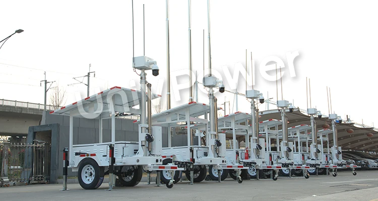 Mobile Solar Powered CCTV Camera Surveillance Trailer For Outdoor Use