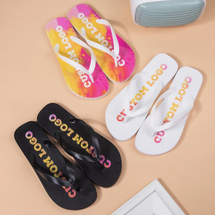 Personalized Designer Custom Printing Logo Summer Flip Flops for Men Anti Slip Unisex Comfortable Beach Flip-Flops Slippers