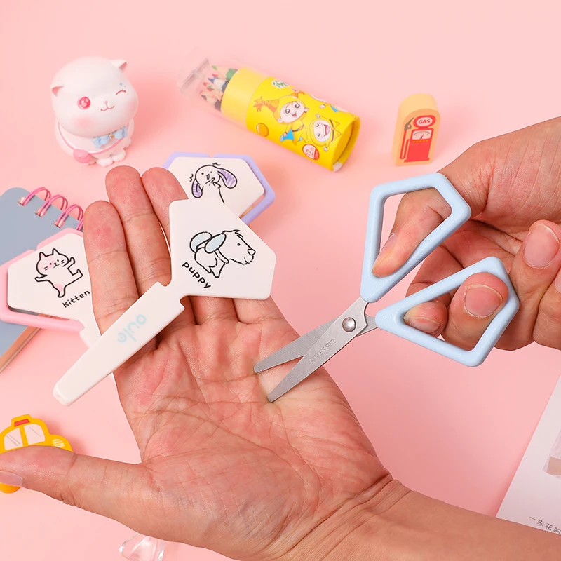 New Design Wholesale stainless steel scissors with protective casing  Kids Safety School Craft Scissors  cutting