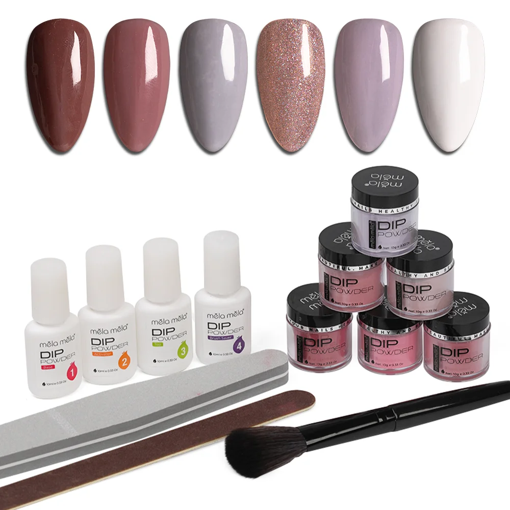 Wholesale manufacture Acrylic Dip Color powder 6 colors nail color dip powder nails kit dipping powder set