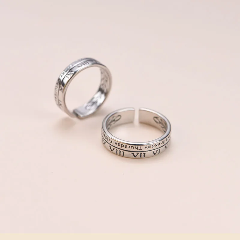 Couple Rings Letter Open Rings Roman Numerals Week Rings
