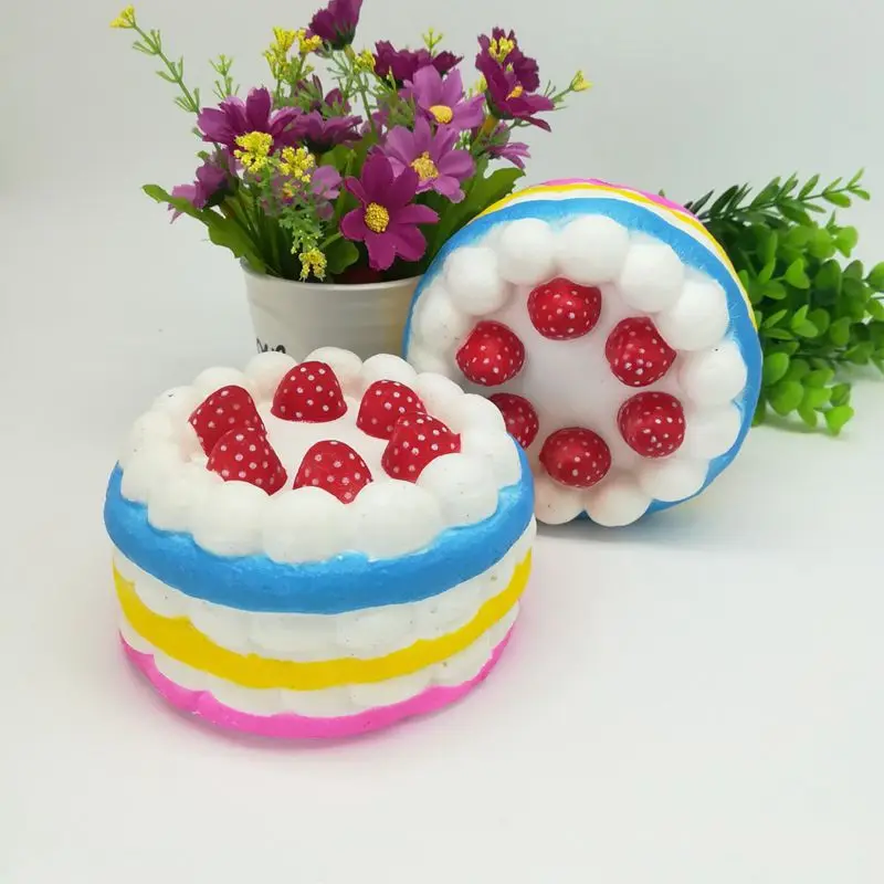 Unionpromo Slow Rising Strawberry Cake Toy PU Cream Cake cake shape Stress Relief toy