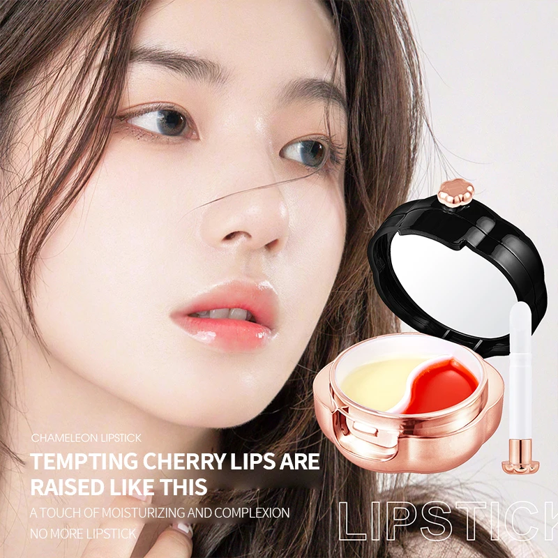 Custom Logo 2 in 1 Kiss Lip Mask Care Sleeping Lip Set Nourishing Soothing Beauty Temperature Change Color Mouth Orange Lipmask