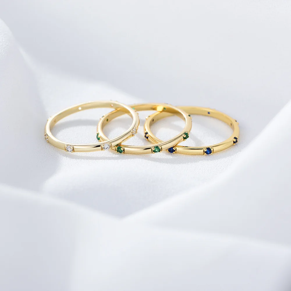 Dina Wholesale Elegant Women Fine Jewelry Sterling Silver Classic Zircon Finger Rings Emrald Green Diamond Ring Gifts For Lovers