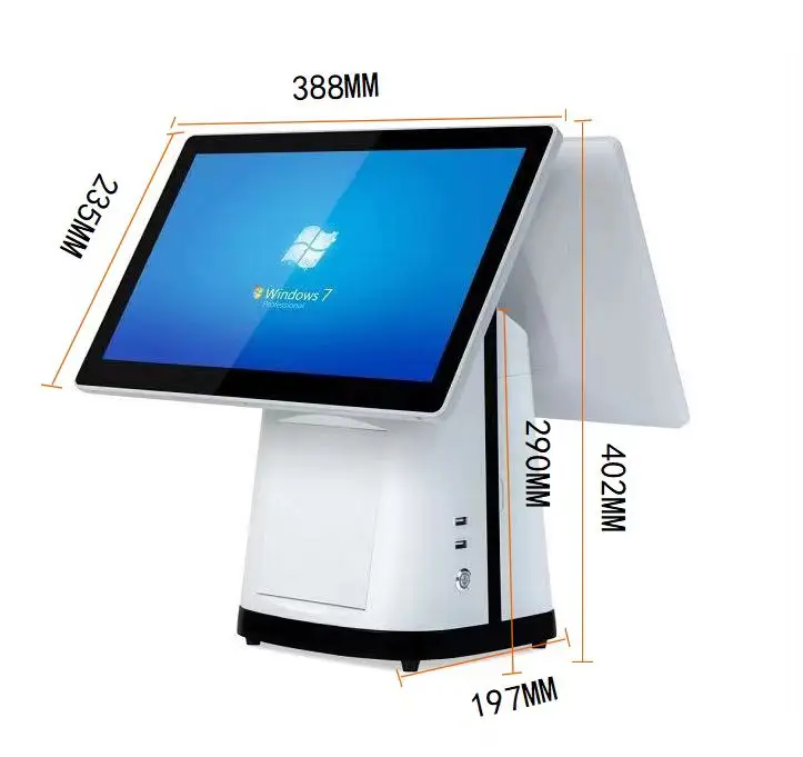 880P POS Terminal Cash Register With 15.6' Main Display LED/VFD/15.6' Customer 80MM Printer Touch Screen Function